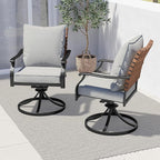 Grand patio 2-Piece Outdoor Dining Chair Set, 2 Leather-Look Wicker 360-Degree Swivel Patio Chair