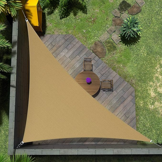 Amgo 12' x 12' x 17' Sand Beige Right Triangle Sun Shade Sail UPF50+ Canopy Awning AGSLT, 95% UV Blockage, Water & Air Permeable, 200GSM Heavy Duty Commercial and Residential (We Make Custom Sizes)