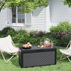 Outdoor Storage Box, Resin Deck Boxes Indoor and outdoor, Waterproof Storage Box Lockable Lid (Black, 70 Gallon)
