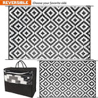 SAND MINE Waterproof Outdoor Rug 6x9 ft, Reversible Mats, Modern Area Rug, Large Floor Mat and Rug for Outdoors, RV, Patio, Backyard, Deck, Picnic, Beach, Trailer, Camping, Black & White Lattice