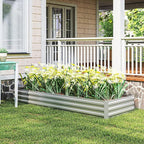 Outsunny Galvanized Raised Garden Bed, 8' x 3' x 1' Metal Planter Box, for Growing Vegetables, Flowers, Herbs, Succulents, Silver