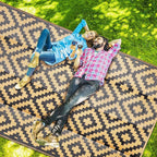 SAND MINE Reversible Mats, Plastic Straw Rug, Modern Area Rug, Large Floor Mat and Rug for Outdoors, RV, Patio, Backyard, Deck, Picnic, Beach, Trailer, Camping, Black & Brown, 5' x 8'