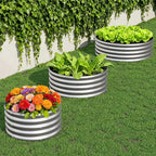 3PCS 4x4x1FT Galvanized Raised Garden Bed Kit,Vegetable Boxes-Round Metal Flower Box,Large Planter Raised Beds Outdoor Garden for Planting,Fruit,Herb-Silver