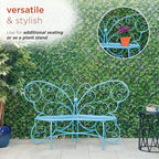 Alpine Corporation BAZ400BL Indoor Outdoor Metal Butterfly Shaped Garden Bench, 62" Long, Blue