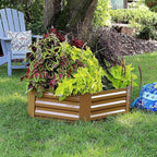 Sunnydaze 11.75" H Raised Metal Garden Bed - Galvanized Raised Garden Bed Outdoor for Vegetables and Flowers - Brown - Hexagon
