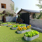 2PCS 8x2x1FT Galvanized Raised Garden Bed Kit,Vegetable Boxes-Oval Metal Flower Box,Large Planter Raised Beds Outdoor Garden for Planting,Fruit,Herb-Silver