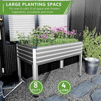 48×24×30in Galvanized Raised Garden Bed,Metal Elevated Planter Box with Legs for Patio,Balcony,Backyard,300lb Capacity,Silver