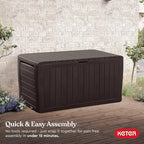 Keter Marvel Plus 71 Gallon Resin Outdoor Storage Box for Patio, Balcony & Garden – Weather‑Resistant Deck Box for Cushions, Pillows, Pool Floats & Tools, Brown