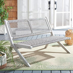 SAFAVIEH Outdoor Collection Kobina Grey Acacia Wood/Grey Rope Foldable Bench (Fully Assembled)