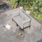 Sundale Outdoor 2 Pieces Metal Patio Furniture Set, Outdoor Sectional Sofa w/6 Inch Olefin Cushion, Modern Outdoor Conversation Sets for Porch, Balcony