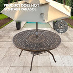 Outdoor Patio Dining Table - All-Weather Cast Aluminum 54.5" x 28.5“ Round Patio Table with 2" Umbrella Hole for Balcony Lawn Garden Backyard