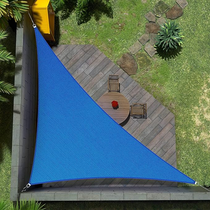 Amgo Custom Size 22' x 23' x 31.8' Blue Right Triangle Sun Shade Sail UPF50+ AGTAPRT12, Order to Make Canopy Awning, 95% UV Blockage, Water & Air Permeable, Commercial Standard (We Customize)