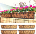 LaLaGreen Wall Planter - 4 Pack, 30 Inch Large Black Window Flower Basket Boxes Outdoor Attach House, Rectangular Deck Railing Hanging Pot with Coco Liner Over Rail Fence Balcony Patio Porch