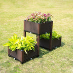 D'vine Dev Planter Raised Beds - Elevated Planter Garden Box with Drainage Plug Raised Garden Beds for Vegetable/Flower/Herb Outdoor Standing Planter Beds Gardening Kit, RGB-3