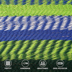 Lazy Daze Hammocks 10.5 FT Double 2 Person Caribbean Rope Hammock, Hand Woven Polyester Hammock with Spreader Bars, for Outside Outdoor Backyard Patio Poolside, 450 LBS Capacity, Blue/Green