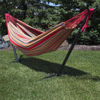 Sunnydaze Double Brazilian Cotton Hammock for Outside - 450-Pound Capacity Outdoor Hammock - Sunset