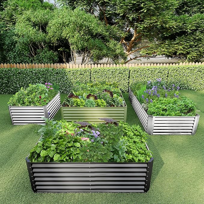 6x3x2FT Galvanized Raised Garden Bed,Galvanized Planter Boxes Outdoor, Large Metal Raised Garden Beds for Vegetables-Grey