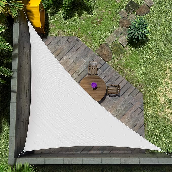 Amgo Custom Size 12' x 13' x 17.7' White Right Triangle Sun Shade Sail Order to Make Canopy Awning UPF50+ AGSLT, 95% UV Blockage, Water & Air Permeable, 200GSM Commercial Standard (We Customize)
