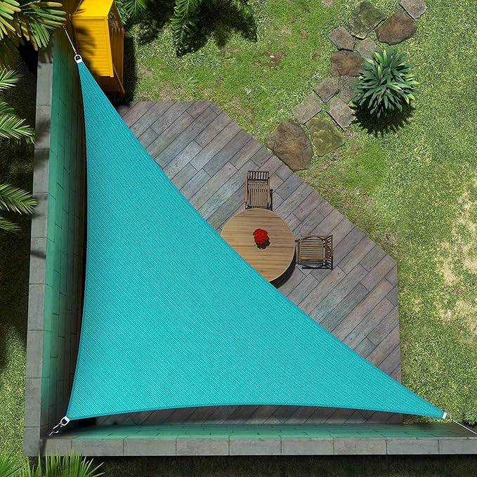 Amgo Custom Size 11' x 15' x 18.6' Turquoise Triangle Sun Shade Sail Order to Make Canopy Awning UPF50+ AGSLT, 95% UV Blockage, Water & Air Permeable, 200GSM Commercial Standard (We Customize)