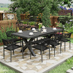 4 Pcs Stackable Patio Dining Chairs, Aluminum Rattan Outdoor Dining Chair with Arms, Woven Rope Garden Armchair Metal No Assembly for Bistro Balcony Porch Deck Yard Cafe Restaurant, Black