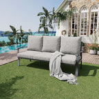 HOMREST Outdoor Couch Aluminum Patio Furniture Sofa, 3-Seat All-Weather Metal Outdoor Patio Furniture with Cushions, Grey