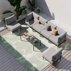 Sundale Outdoor 7 Pieces Metal Patio Furniture Set, Outdoor Sectional Sofa with 6 Inch Olefin Cushion, Modern Outdoor Conversation Sets with Coffee Table for Backyard, Poolside, Sunroom