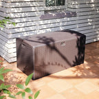 Amazon Basics Outdoor Storage Deck Box, Lockable, Weather-Resistant, 99 Gallon, Brown, for Patio Cushions, Gardening Tools, Pool Accessories