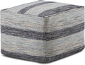SIMPLIHOME Clay Square Pouf - 18 inch Wide Upholstered Cotton Ottoman in Patterned Blue Melange, Boho Footstool, Decorative Cube Pouf or Extra Seating for Living Room or Bedroom, Assembled