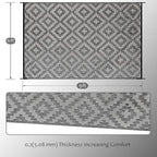 SAND MINE Waterproof Outdoor Rug 6x9 ft, Plastic Reversible Rug, Modern Area Rug, Large Floor Mat for Outdoors, RV, Patio, Backyard, Deck, Picnic, Beach, Camping, Black Grey Lattice