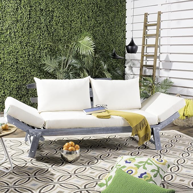 Safavieh PAT6745A Outdoor Collection Tandra Grey Modern Contemporary Daybed Day Bed
