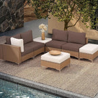 Cushion Covers 8-Pack, Stretch Fit for Outdoor Patio Cushions in Camel