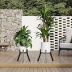 Adjustable Plant Stands Set of 2, Metal Small Plant Holder, Heavy Duty Stable Flower Holder Stand Rack for Various Pot Sizes Indoor Outdoor Corner Living Room Balcony Office Black PS-007BK-2