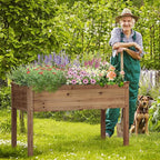 Yaheetech 2pcs Raised Garden Bed 48x24x30in Elevated Wooden Horticulture Planter Box with Legs Standing Growing Bed for Gardening/Backyard/Patio/Balcony, Dark Brown