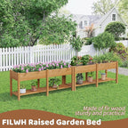 FILWH Raised Garden Bed with Legs Elevated Wooden Planter Box Stand Large Planter Stand Box for Fruits Vegetables Flowers with Divider with Bag- 72 * 24 * 30.5IN（Brown）