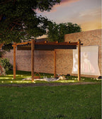 GarveeLife 10 x 13 ft Wood-Grain Aluminum Pergola with Retractable Waterproof Canopy UV Protection Rust-Resistant Sturdy 4-Side Base for Patio Garden Backyard Deck (Gray)