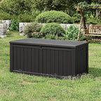 Outdoor Storage Box, Resin Deck Boxes Indoor and outdoor, Waterproof Storage Box Lockable Lid (Black, 120 Gallon)