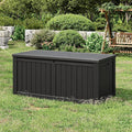 Deck Box 150 Gallon Striped Black Resin with Hydraulic Lid