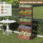 FILWH Wooden Raised Garden Bed Vertical Planter Box, Freestanding Plant Stand for Indoor Outdoor Plants, Herbs, Flowers, Vegetables, Gardening (Carbonized, 5-Tier，29.9 x 17.9 x 68in)