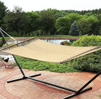 Sunnydaze Soft-Spun Polyester Rope Double Hammock for Outside - 600-Pound Weight Capacity Extra Large Hammock - Tan