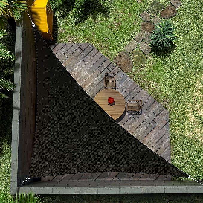 Amgo Custom Size 15' x 20' x 25' Black Right Triangle Sun Shade Sail Order to Make Canopy Awning UPF50+ AGSLT, 95% UV Blockage, Water & Air Permeable, 200GSM Commercial Standard (We Customize)