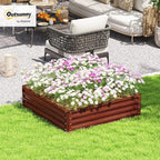 Outsunny Galvanized Raised Garden Bed, 4' x 4' x 1' Metal Planter Box, for Growing Vegetables, Flowers, Herbs, Succulents, Natural Wood