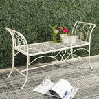 Safavieh PAT5016A Collection Arona Antique White Wrought Iron 51" Outdoor Garden Bench