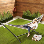 Amazon Basics Double Portable Hammock with Space Saving Steel Stand and Carrying Case, 2 Person, 470lb Capacity, Multi Color, 118" x 46" x 39"