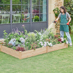 Yaheetech 8×4ft Wooden Horticulture Raised Garden Bed Divisible Elevated Planting Planter Box for Flowers/Vegetables/Herbs in Backyard/Patio Outdoor, Natural Wood, 93 x 48 x 10in